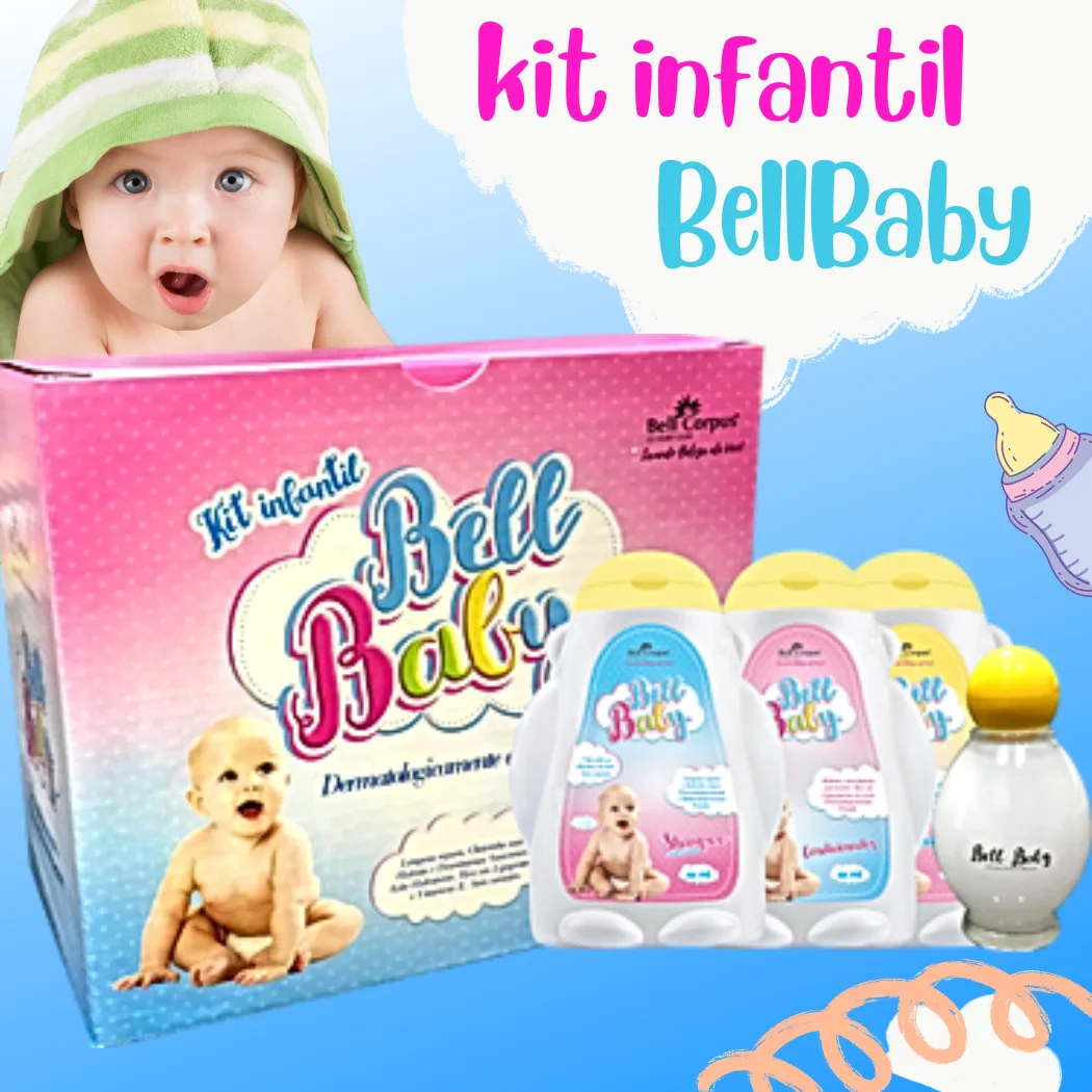 Kit Infantil Bell Baby 4 Itens Shampoo Condicionador Hidratante Água Perfumada