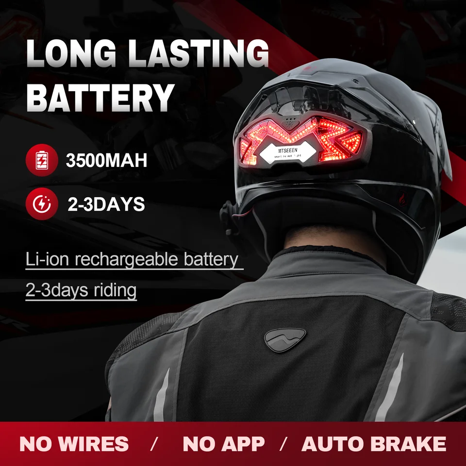 MTSEEEN オートバイヘルメットブレーキライト LED、超高輝度、バイク用