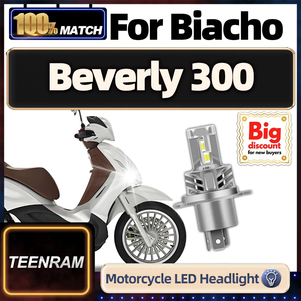 

TEENRAM For Biacho Beverly 300 20000LM Motorcycle LED Headlight Bulbs 150W Hi/Lo Moto Motorbike Headlamp Ampoule Easy To Install