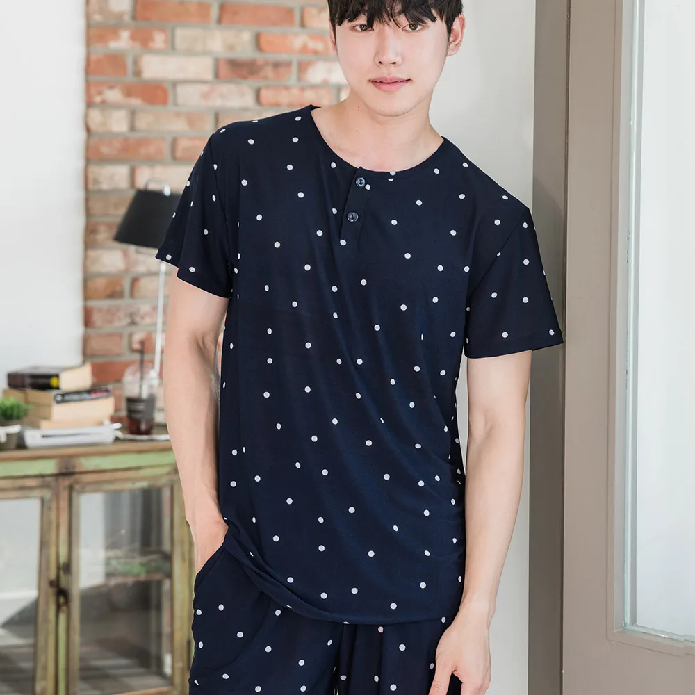 AONE Men's Nature-Ma Short Sleeve Pajama Set, Cool and Comfortable Sleepwear, Summer Pajamas, Cozy Homewear