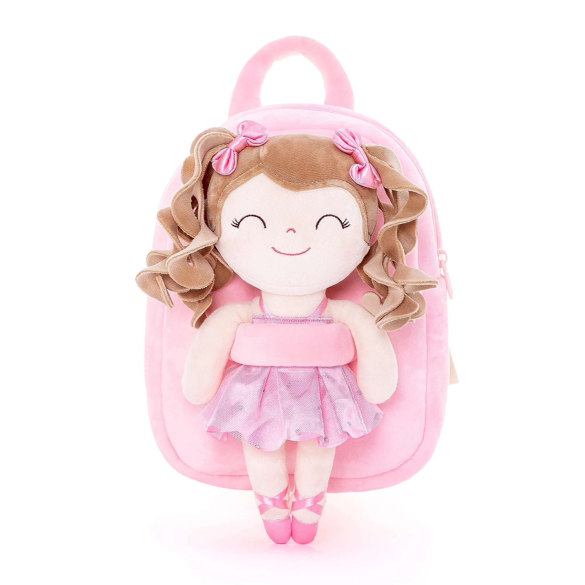 

9-Inch Plush Backpack for Kids, Plush Doll with Light Hair in Pink for Graduation Baby shower presents