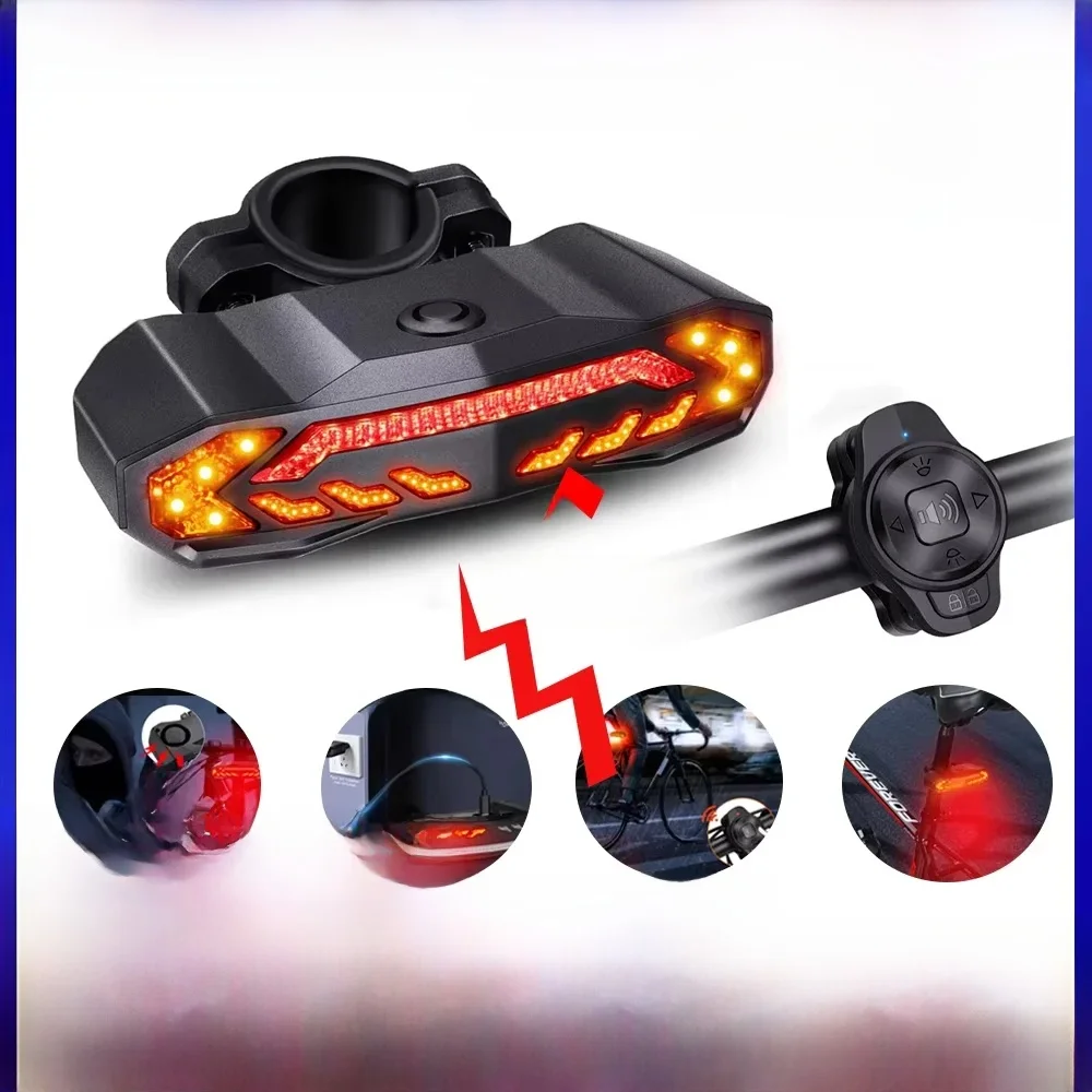 AliExpress awapow Awapow Bicycle Alarm Taillight Anti Theft USB Rechargeable LED Waterproof Smart Induction Bike Signal Brake Rear Lamp Bike Alarm