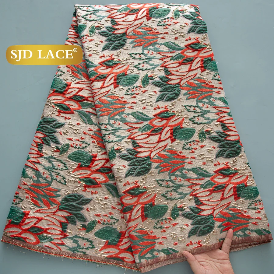 

SJD LACE 5Yards African Brocade Jacquard Lace Fabrics 2025 High Quality French Gilded Lace For Sewing Women Party Dresses 4518