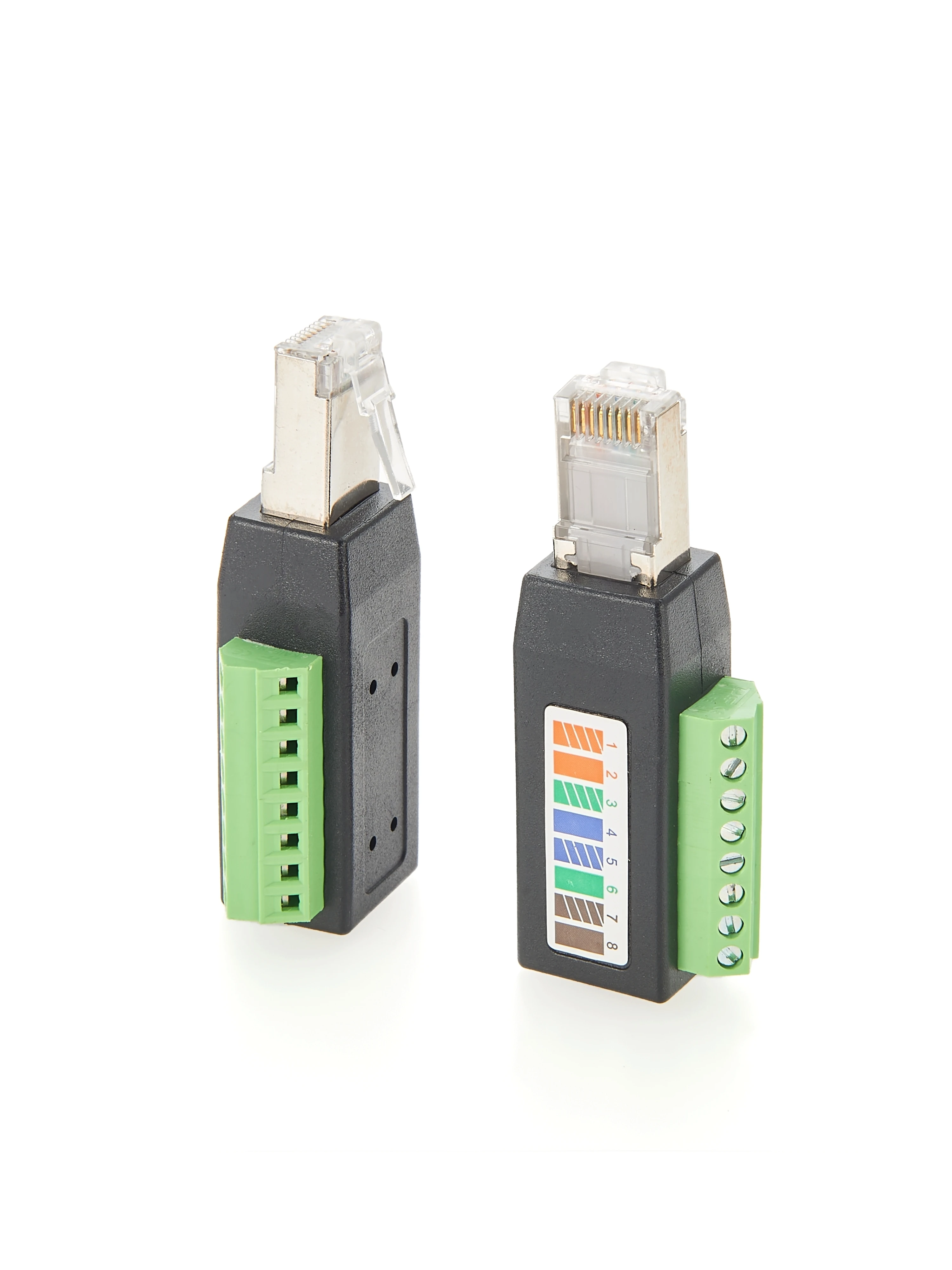 Adaptateur de bornier de verrouillage à vis RS-485 CAT5e RJ45 mâle vers 8 broches, pour modems, routeurs et système d'éclairage DMX, 1 pièce