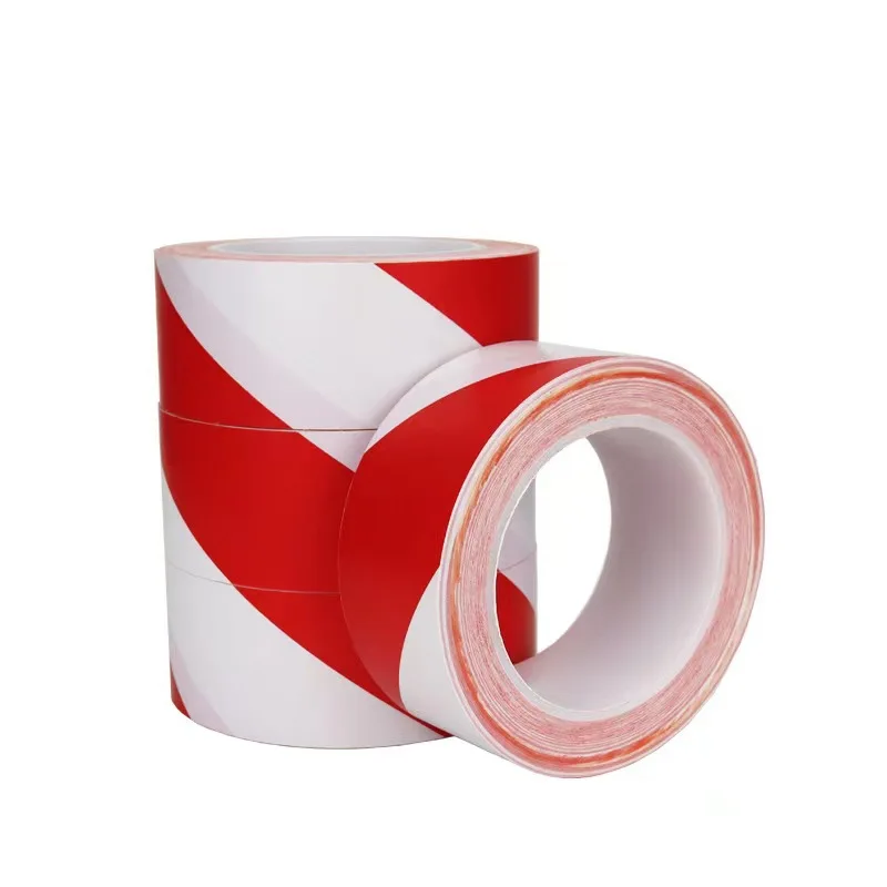 4 Rolls Warning Tape Red & White Spotted Horse Line Safety Workshop Floor Staircase Adhesive Tape Warning Marking