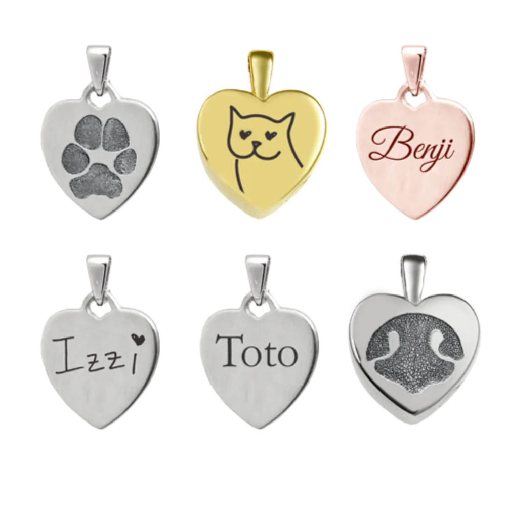 

Stainless Steel Personalized Urn Engraved Heart Pet Pendant Necklace Detachable Custom Dog Photo Charm Jewelry Pet Souvenir Gift