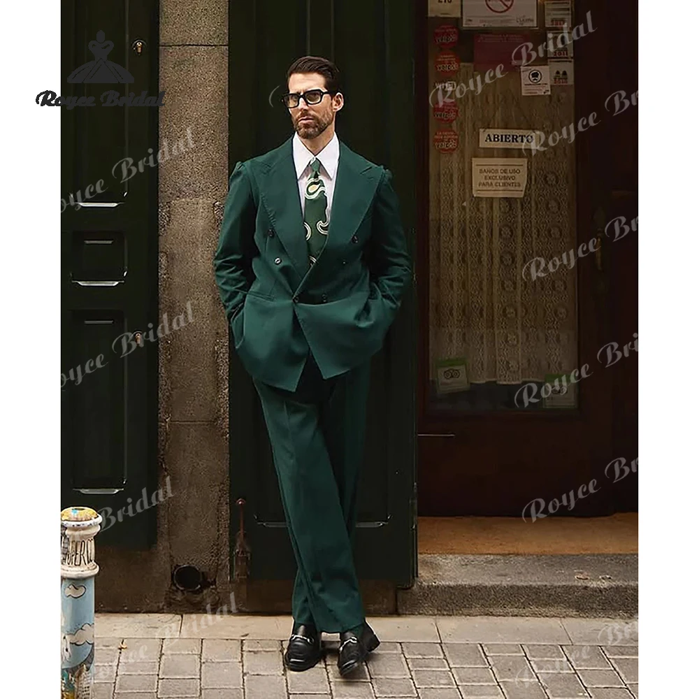 Dwuczęściowy garnitur męski na wesele 2026, dwurzędowy, z klapami szpiczastymi, garnitur wieczorowy biznesowy, szyty na miarę, trajes para hombre