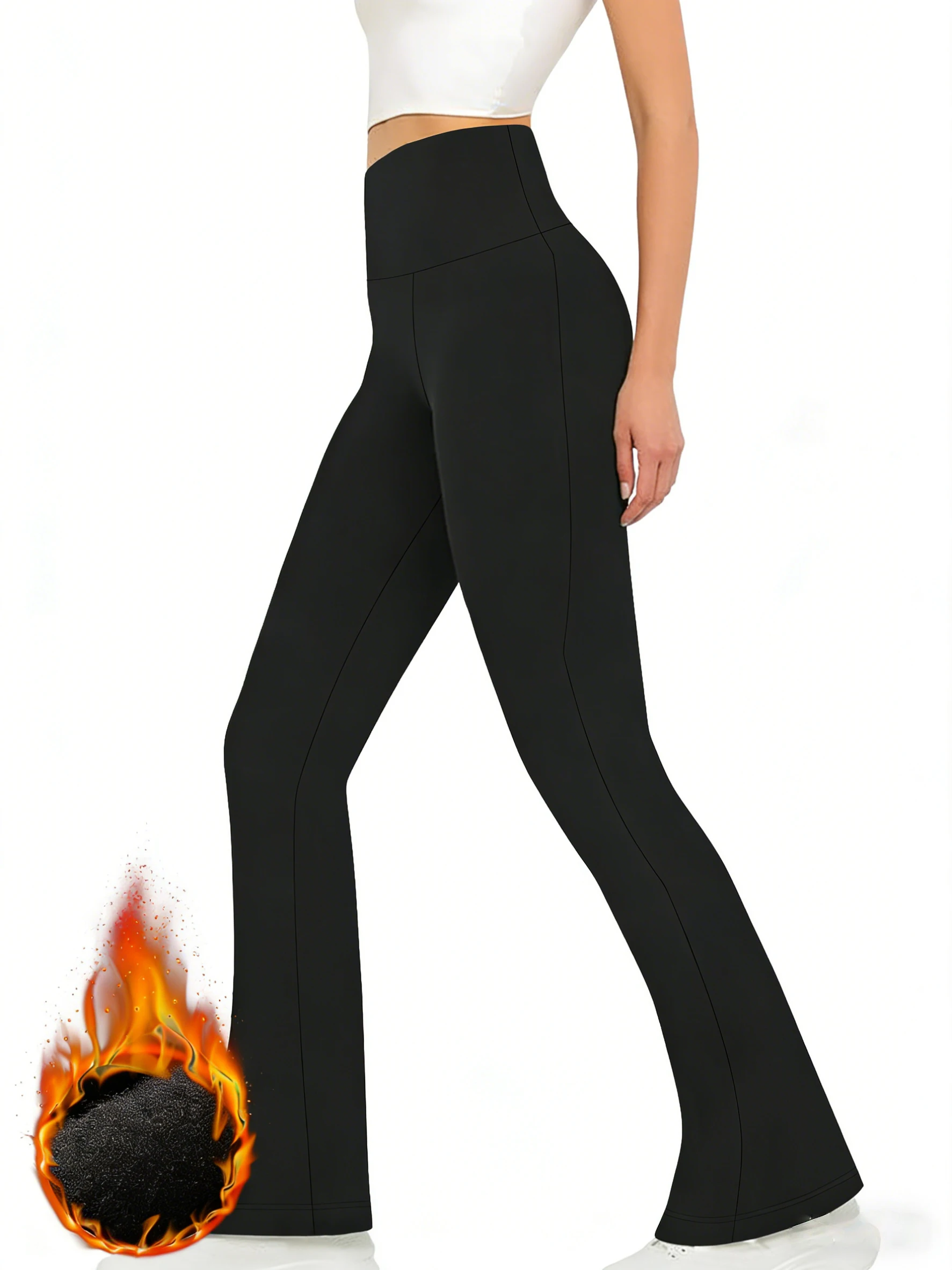 

Женские широкие брюки на флисовой подкладке, черные теплые повседневные брюки с высокой талией на зиму