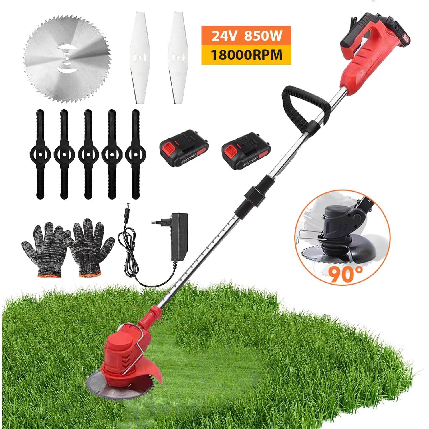 24V Cordless Prato Trimmer 850W Tosaerba portatile Brushcuter regolabile Diserbo macchina per mantenere la macchina Strumento di rifilatura Outdoo