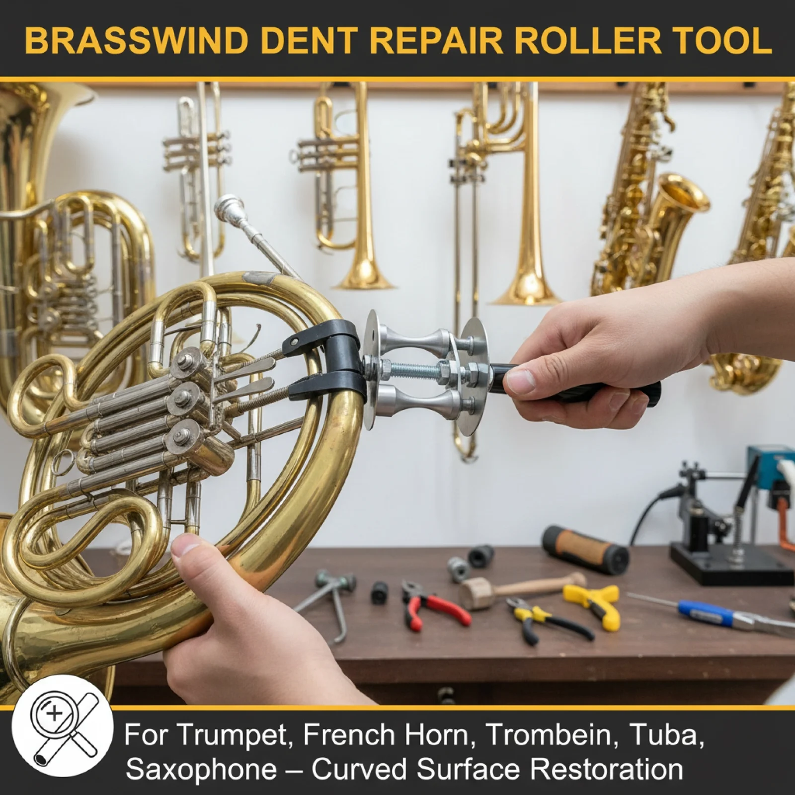 Saxophone Roller Dents Repair Tool Convenient Metal Wear Resistant Accessory Portable Storage Brass Instrument Repair Tool