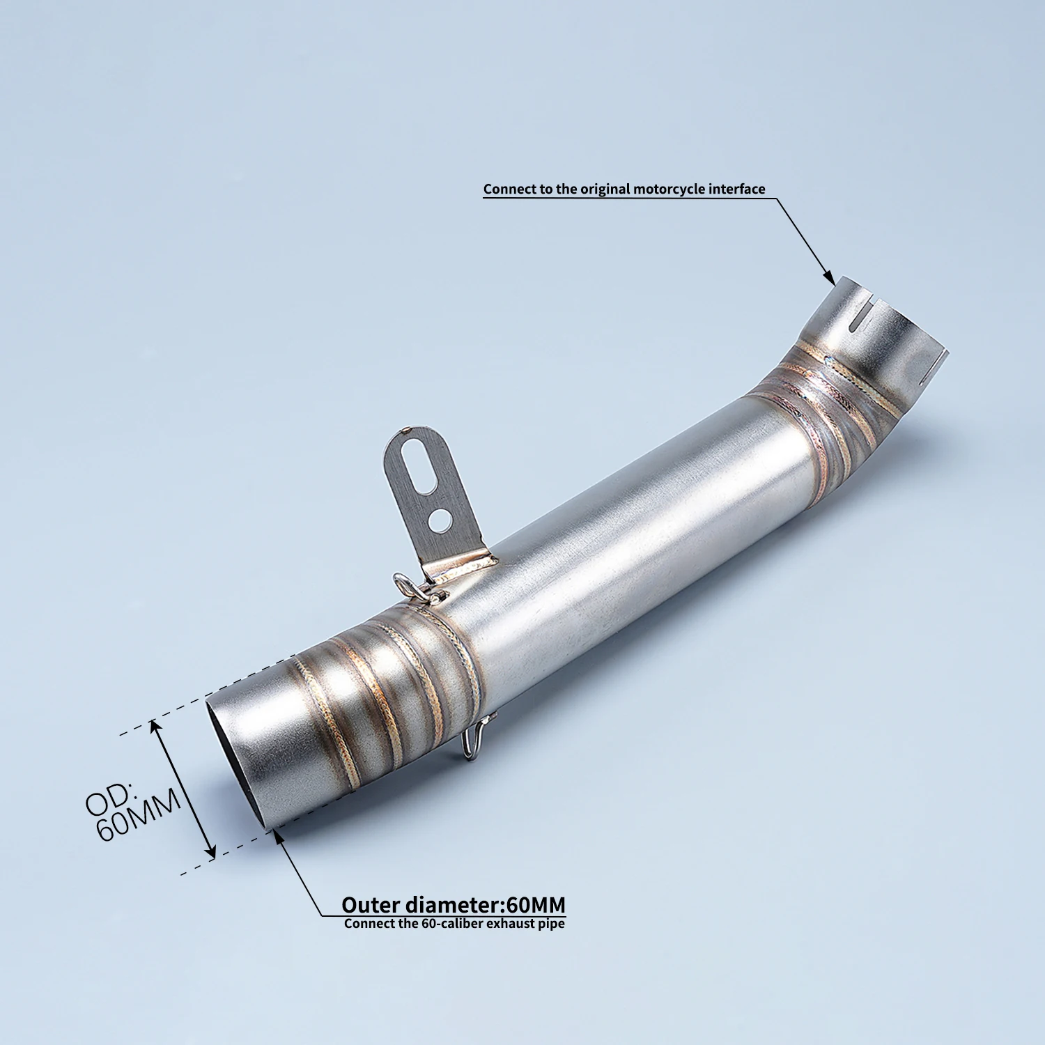 

Motorcycle part street FOR RSV4 60mm inlet diameter 42cm middle link exhaust pipe stainless steel muffler 2009-2015