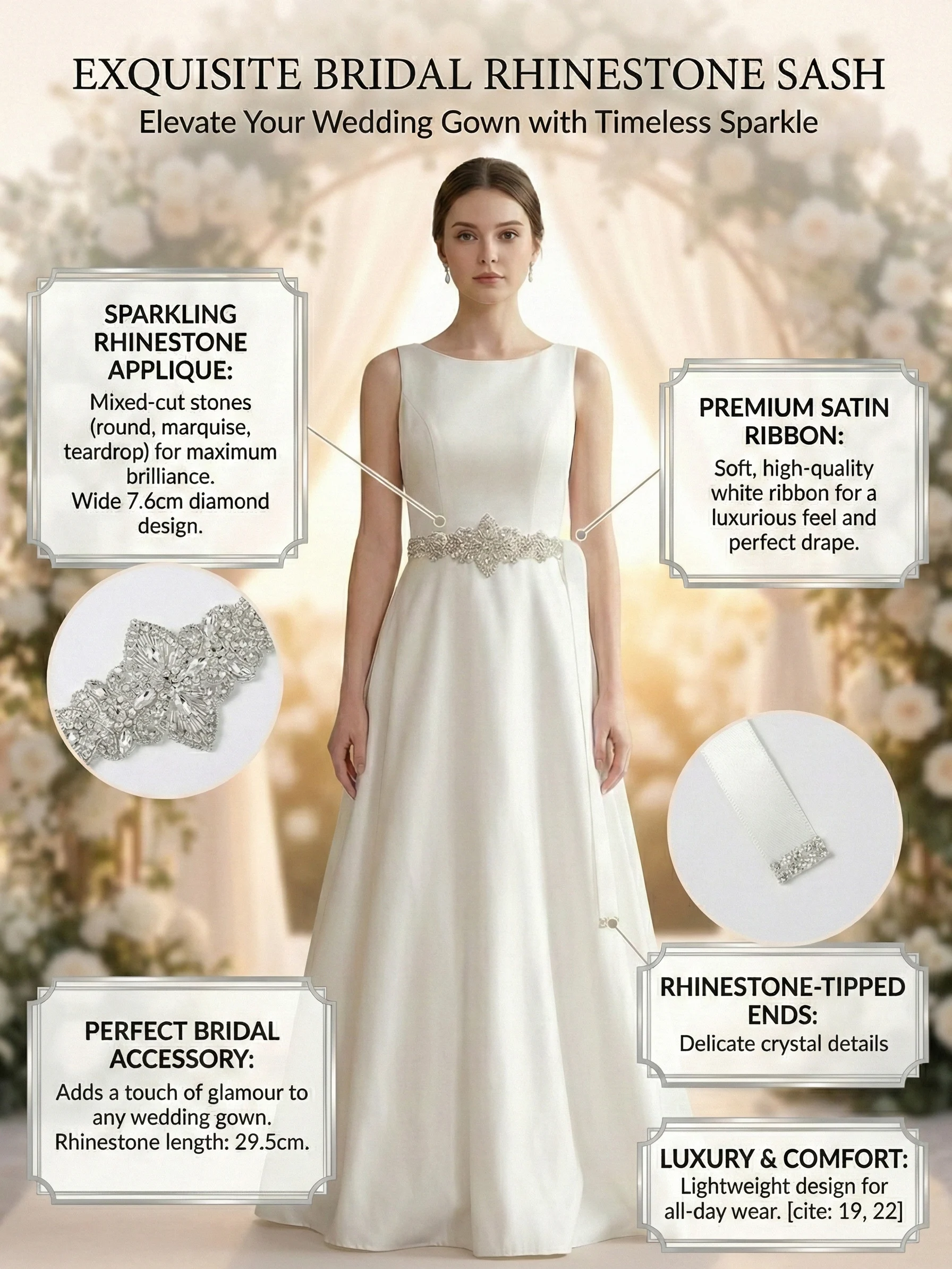 Neuer Trend Strass-Gürtel für Damen Luxuriöser Voll-Strass Glänzender Taillengürtel Braut Hochzeit Party Kleid Gürtelkette als Geschenk – Detail 1