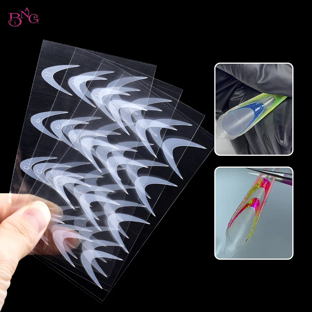 24pcs Duet System Dual Form Easily for French Manicure Square Almond Silicone Nail Sticker for Top Mold French Nail Tool