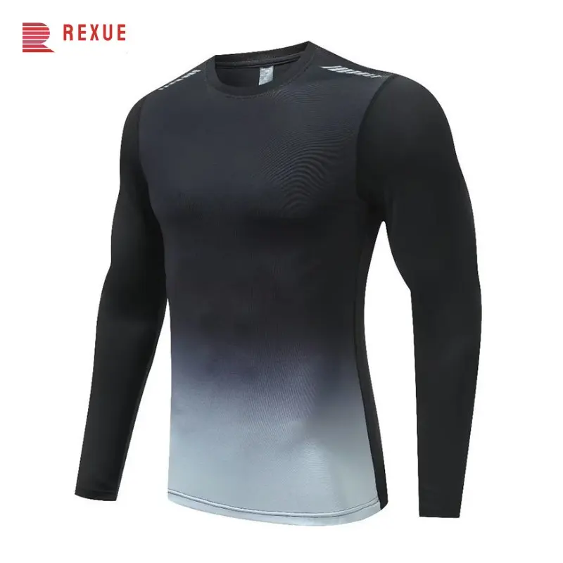 Men Compression Running T Shirt Muscle Training Clothes Tight Long Sleeve Crossfit Jersey Dry Fit Gym Rashguard Sweetshirt