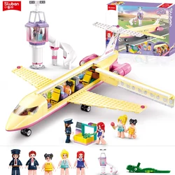 383PCS Vakantie Vliegtuig Bouwstenen Droom Roze Vliegtuig Model Bricks Creatieve Desktop Deco Educatief DIY Speelgoed Voor Kinderen Geschenken