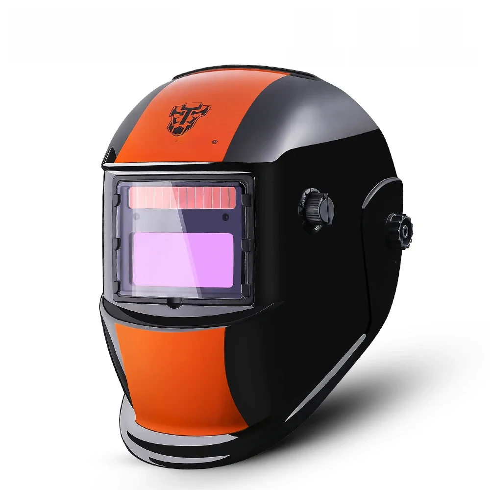 Deko-máscara de solda elétrica, laranja, escurecimento automático, capacete, lente para máquina de