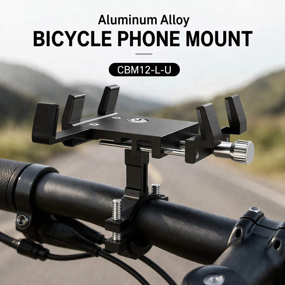 Aluminum Alloy Bicycle Phone Mount Handlebar Cell Phone Holder Adjustable 5-Claw Locking Clamp For Bike Motorcycle Scooter