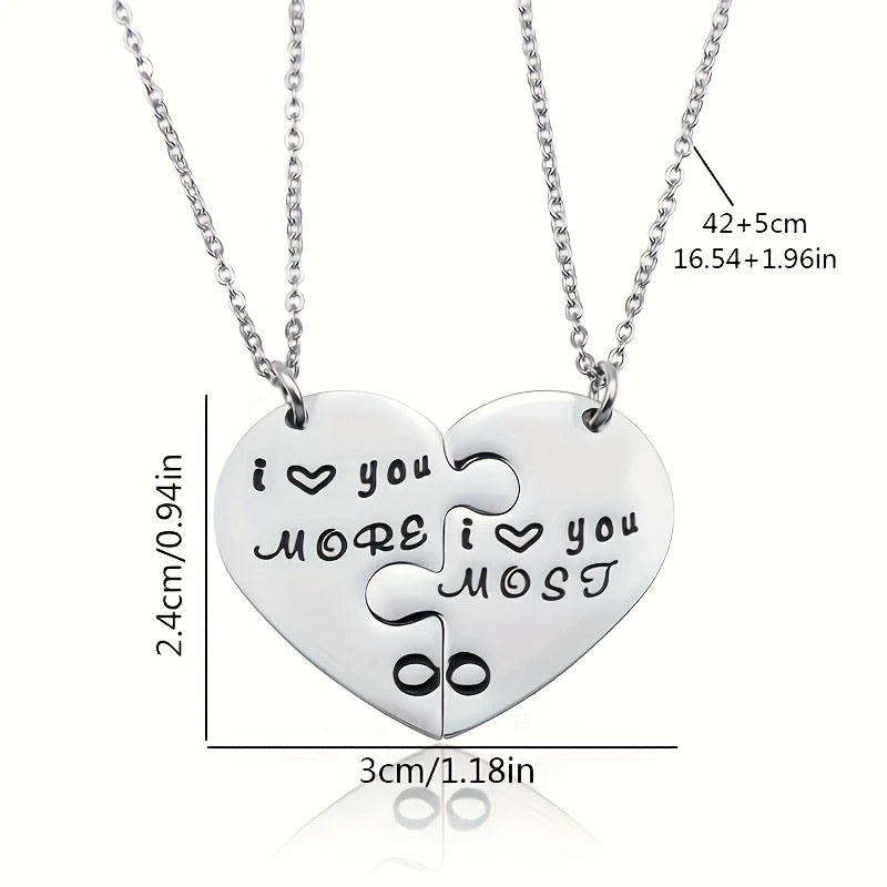 2pcs Name Customized Two Halves Heart Peach Heart Necklace Stainless Steel Material Engrave Family,Good Friends,Couple Names