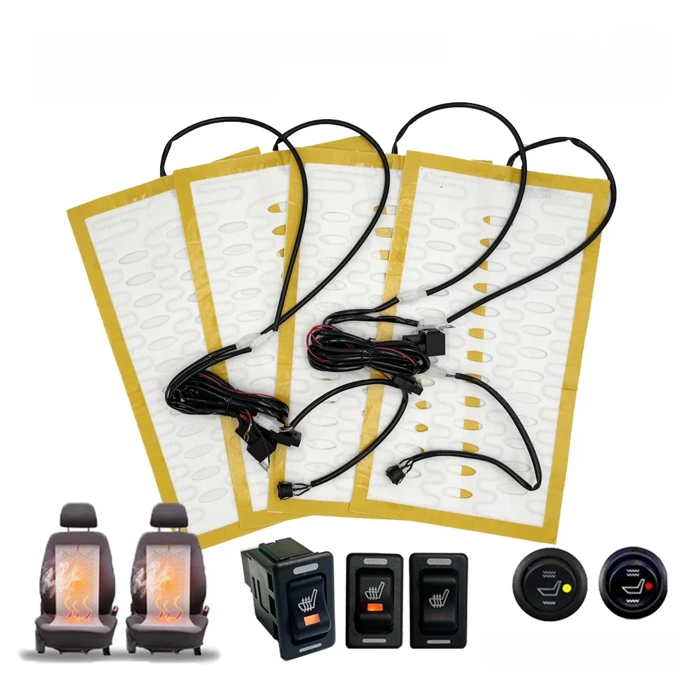 Universele Ingebouwde Autostoel Verwarming Kit Fit 2 Zetels 12 V 100 W Legering Draad Verwarming Pad Met Ventilatie Gat 2 Niveaus Schakelaar - afbeelding 2