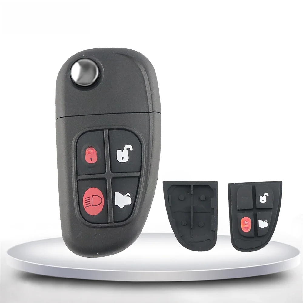 Coque de clé de voiture à distance pour Jaguar x-type s-type XJ XJR XKR XF XK XJ8 E 1999 – 2009, étui pour clé intelligente sans Logo, coussin en caoutchouc à 4 boutons non coupés
