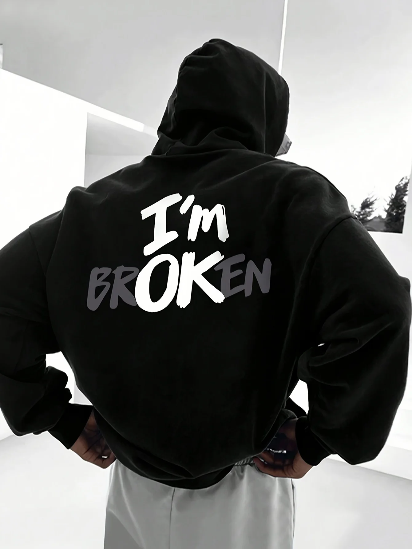 

Letter Print American Men's Fashion Kangaroo Pocket High Quality Loose and Comfortable Hoodie