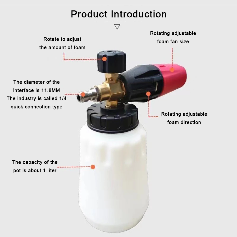 Ultimate Foam Cannon Kit - Applicators - High-Pressure Washer Gun with 5 Versatile Nozzle Tips 1/4 Quick Connector Quick Release