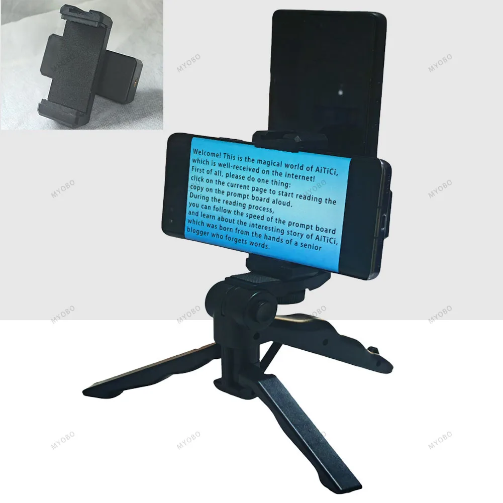 Teleprompter Clip for Phone Live Broadcast Desktop Handheld Inscription Stand Video Subtitle Speech Read Tripod Accessories