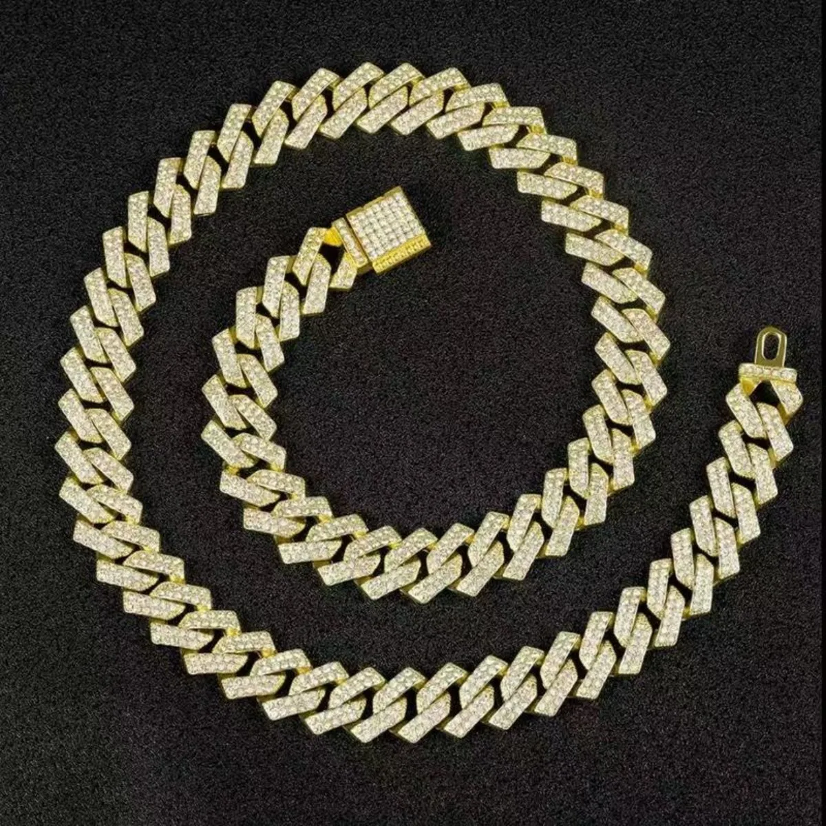 الكوبية ربط سلسلة للرجال lced OutChokerNecklace مع الشق إعداد كبير HeavyChunkyHip هوب مجوهرات السماء المرصعة بالنجوم حجر الراين تصميم