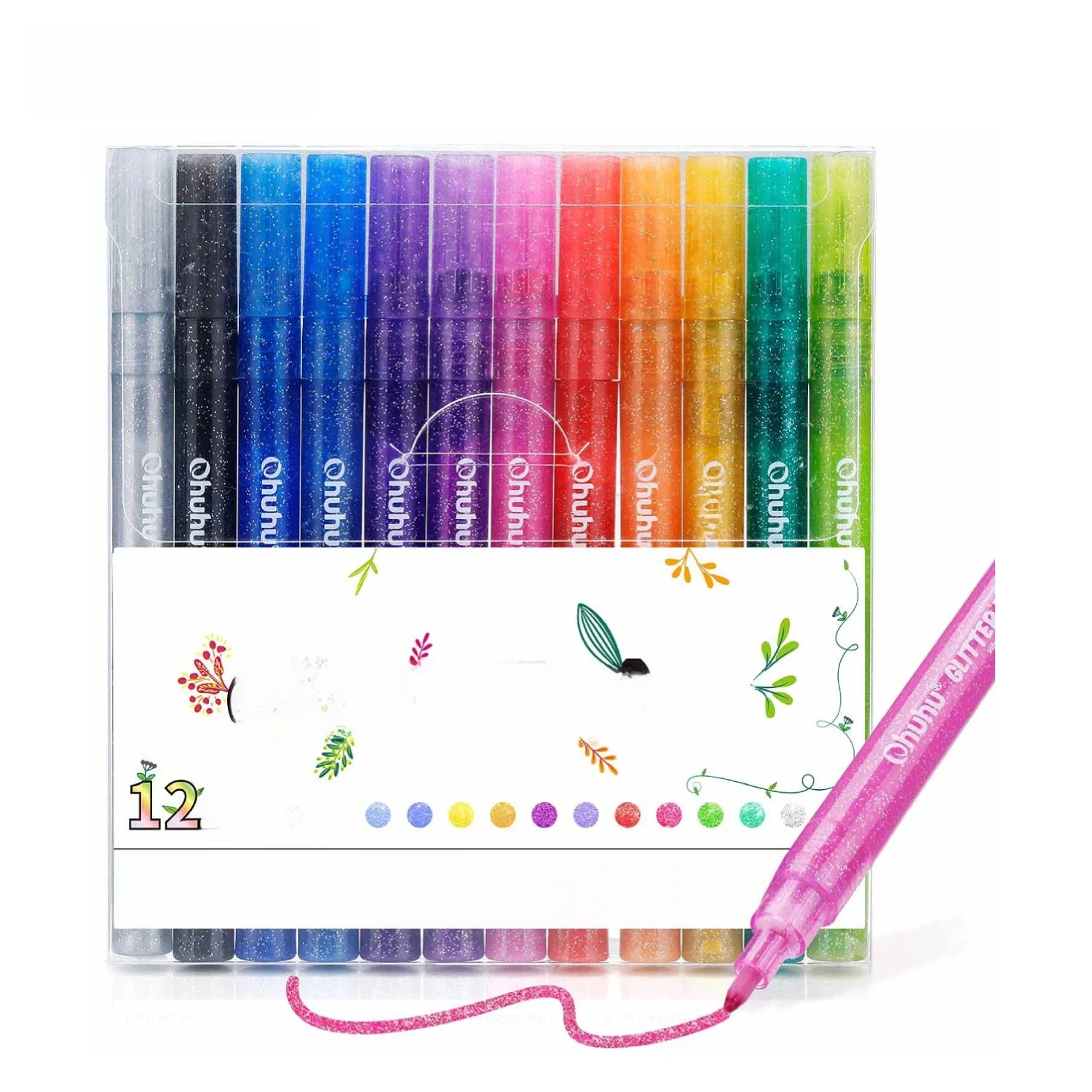 Ohuhu Glitter Metallic Marker Pennen Glitter Kleuren Markers Fijne Punt Tip Waterbasis Metallic Shimmer Markers voor DIY Tekening - afbeelding 2