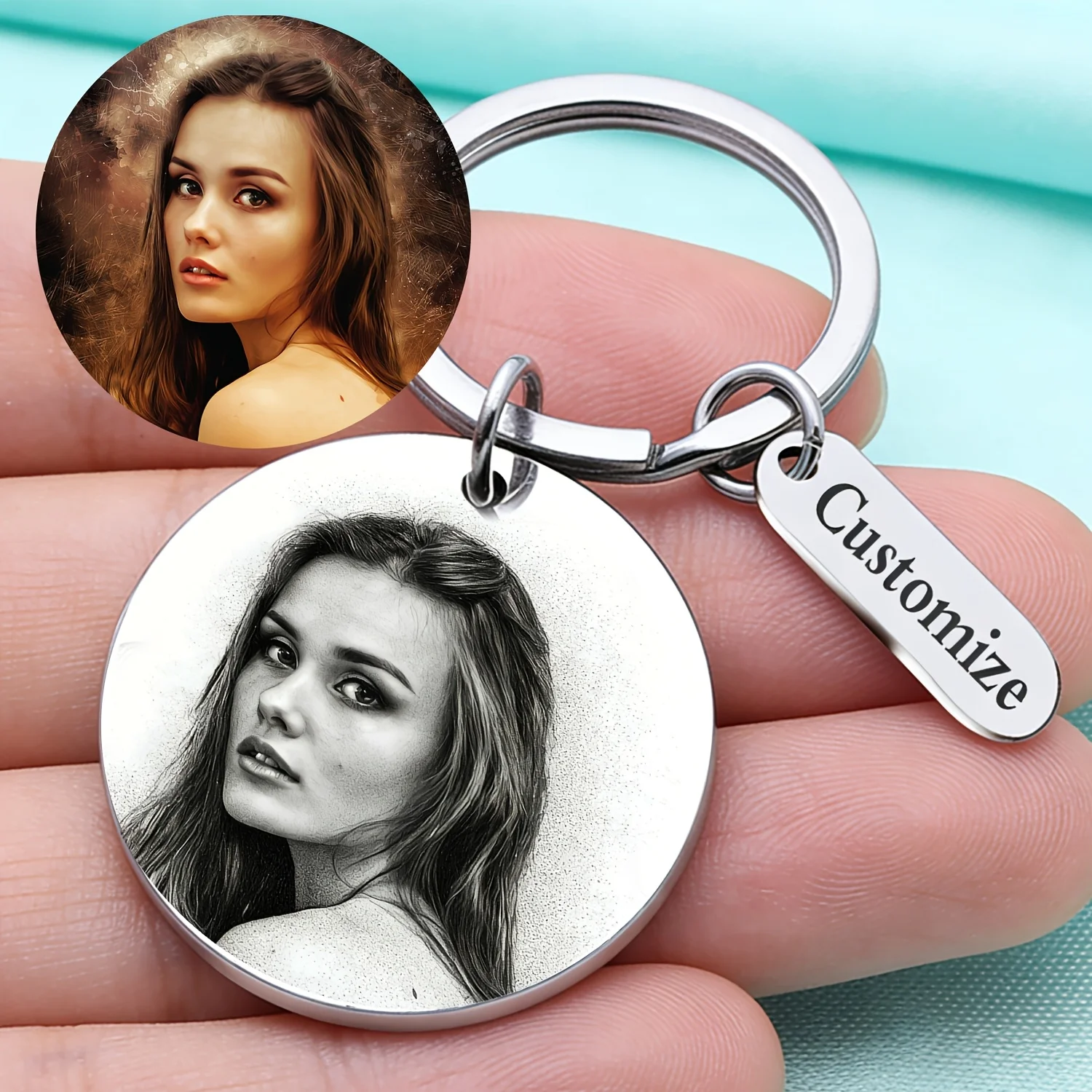 Customized photo keychain with - Vintage Fashion Sketches recension och pris