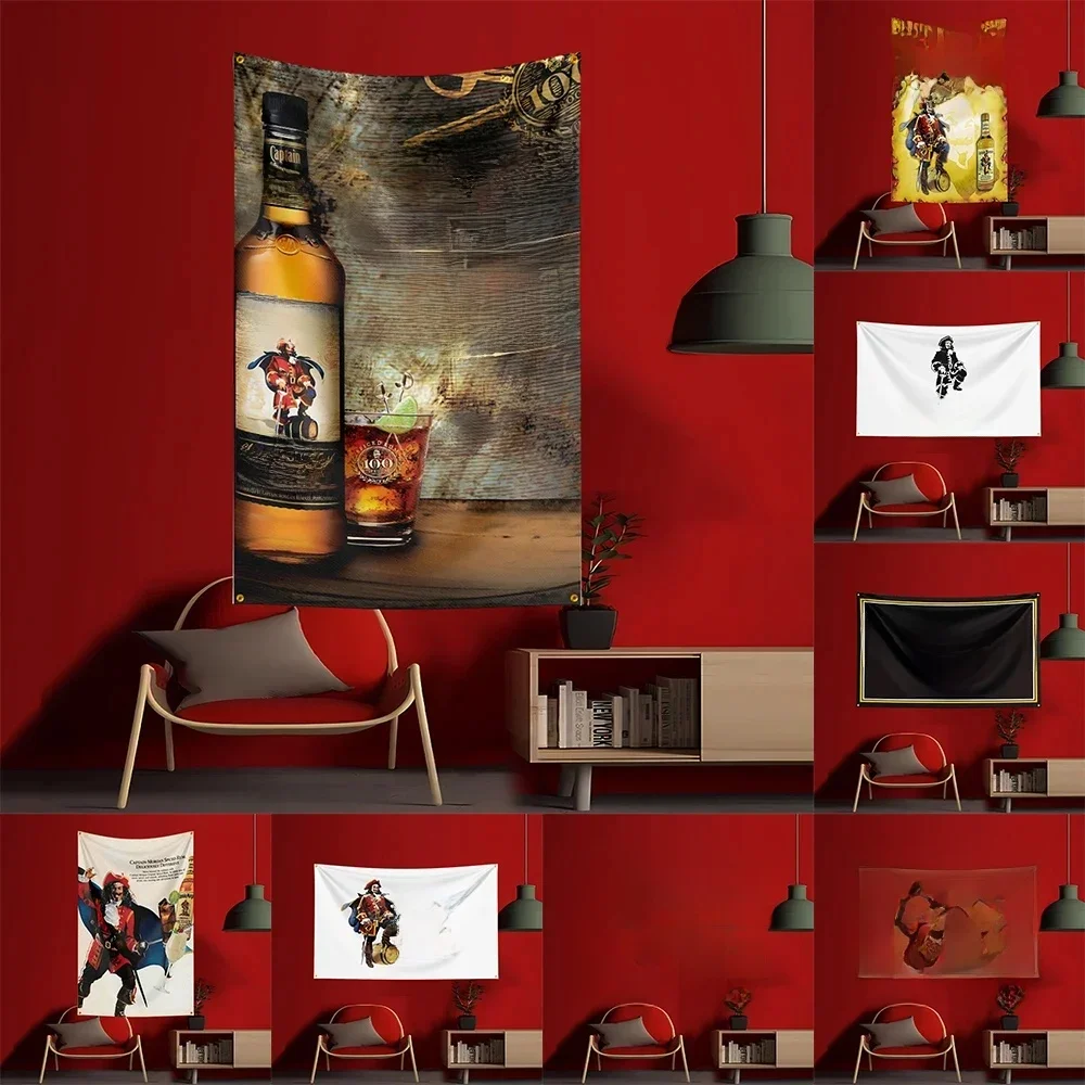 90X150CM c-captain Morgans rhum drapeau Polyester imprimé alcool vin bannière pour décoratif jardin boisson rhum bière drapeau