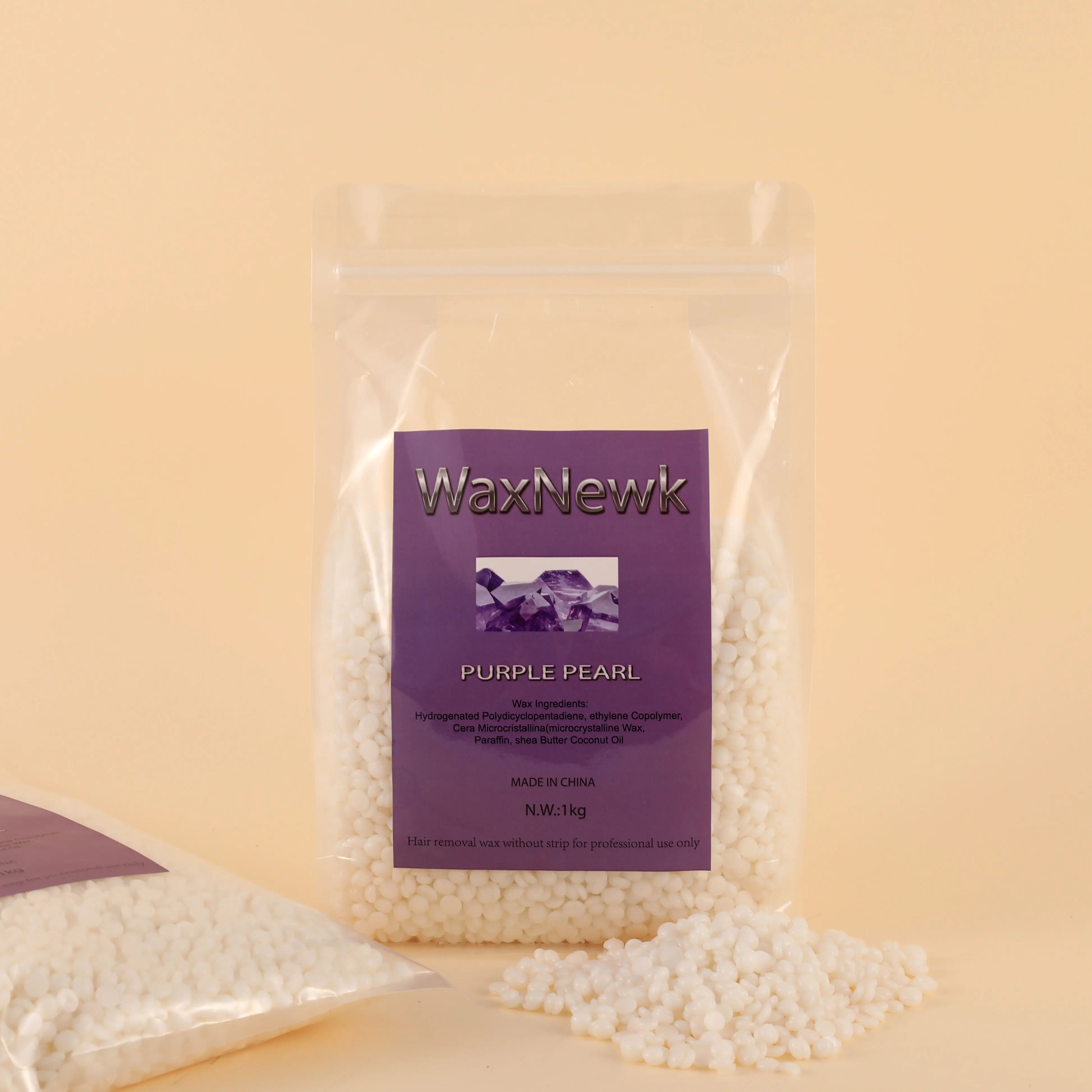 WaxNewK purple pearl Hypoallergenic Wax Rosin Free Beads Sensitive Skin Strippless Film Hot Hard Wax Beads
