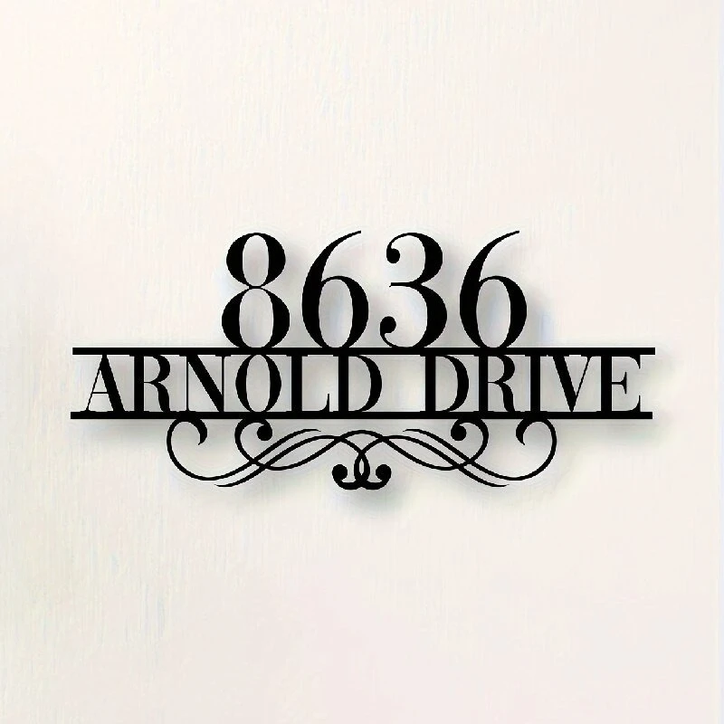 Custom Metal Address Sign with Number&Street Name, Elegant Wall Art Sign for Home Entrance, Gift for Holidays&Special Occasions, view 5
