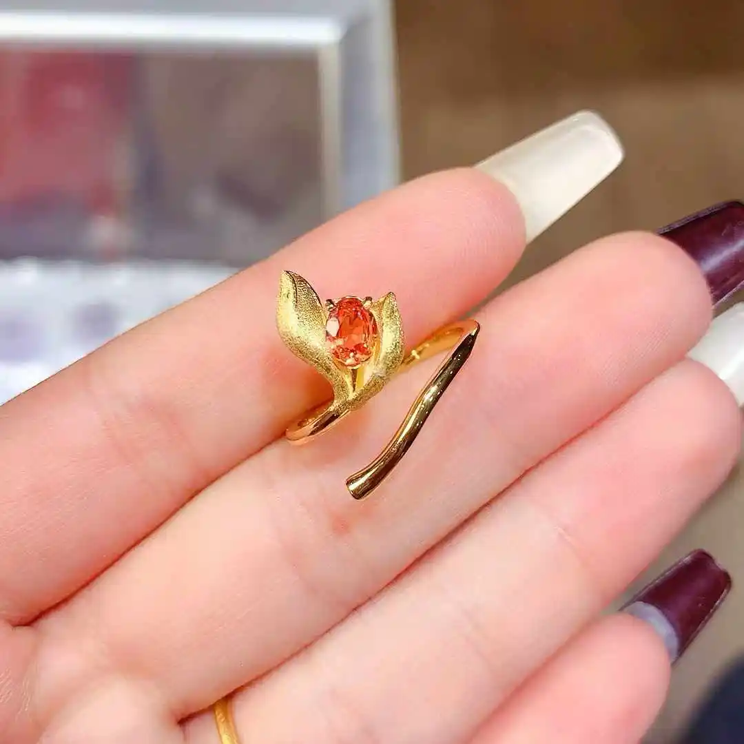 

KJJEAXCMY Boutique Jewelry 925 sterling silver inlaid with natural red sapphire women's ring electroplated with 18K gold