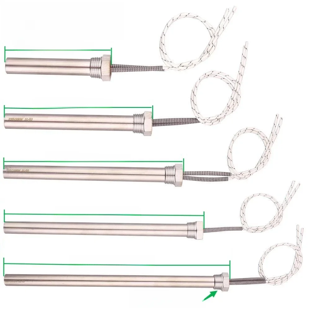Élément chauffant à cartouche à filetage 1/2 ", 220v, DN15 (21mm), chauffage électrique à Immersion SUS304 pour eau 300w/500w/1000w/1500w/2000w