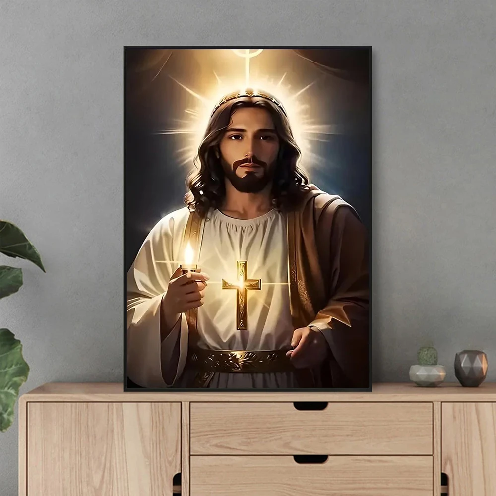 Catholic Lights Candles Wall Art Poster and Prints God Print On Canvas Painting Christian Jesus Wall Pictures Home Decoration