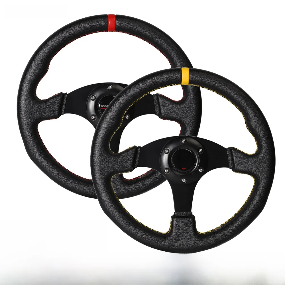 330 mm/13 inch plat stuurwiel aluminium + PVC driftsimulatie racegame stuurwiel universeel - afbeelding 2