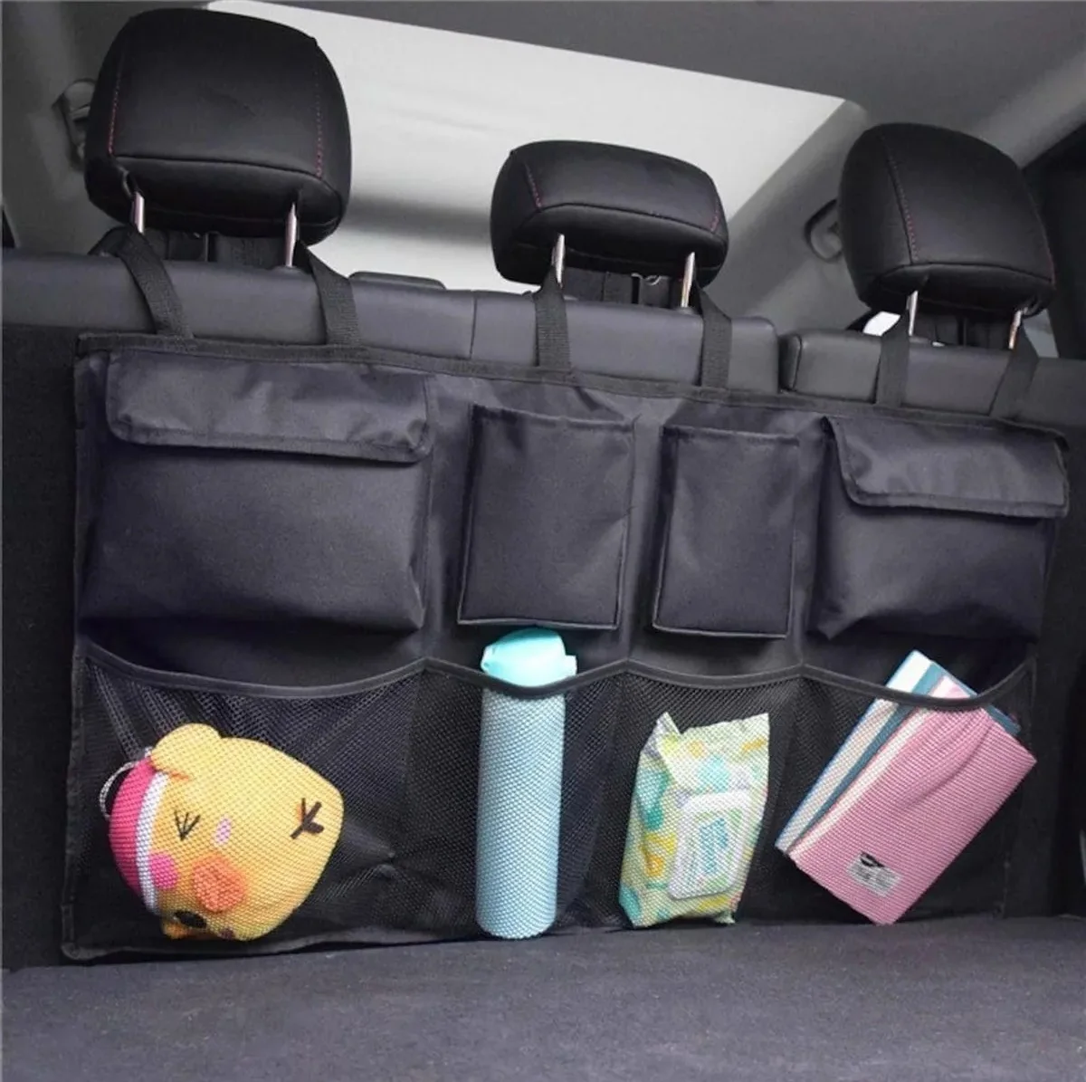 8-Pocket Car Trunk Organizer Bag with Versatile Seat Back Hanging Design - Auto Accessory for Efficient Storage