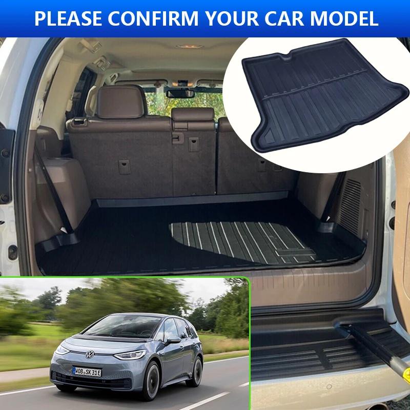 Car Trunk Mat for Volkswagen VW ID.3 2020~2023 2021 2022 Rear Cargo Liner Cover Floor Storage Pad Luggage Tray Carpet Accessorie