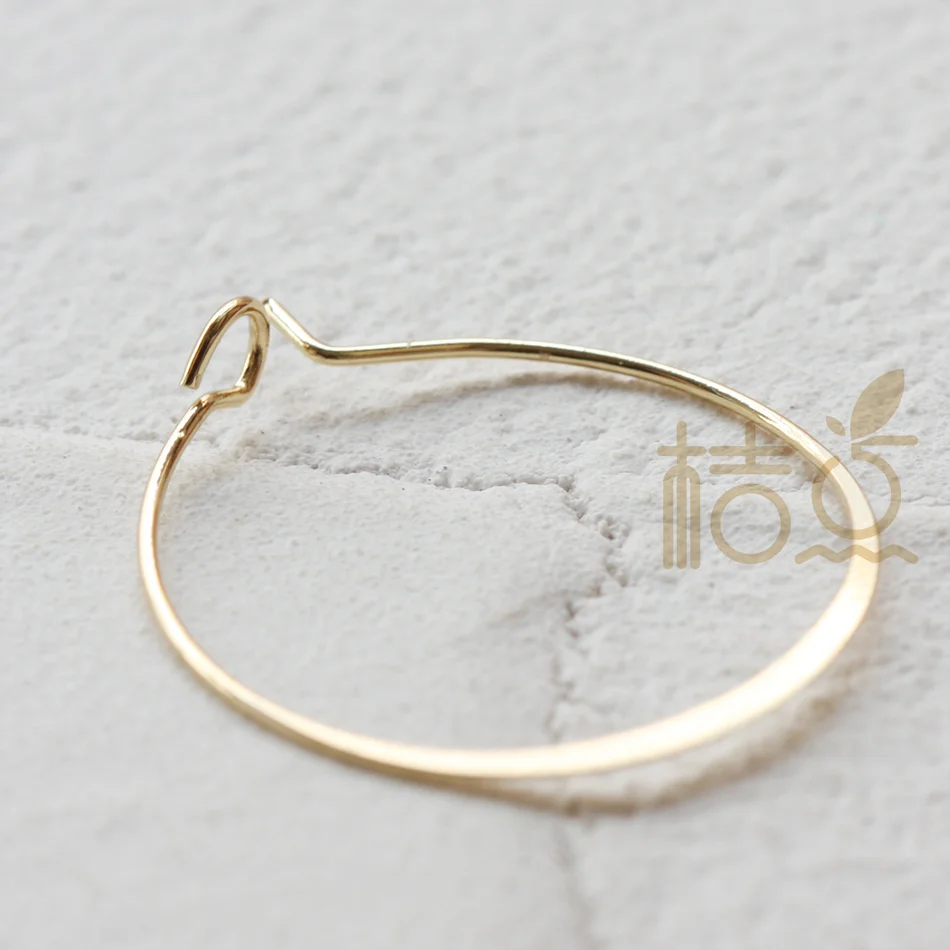 DIY Supply-Premium Plated Solid Brass Round Hammered Earring Finding - Earring Hook - Earring Hoop 25x0.7mm (4305C)