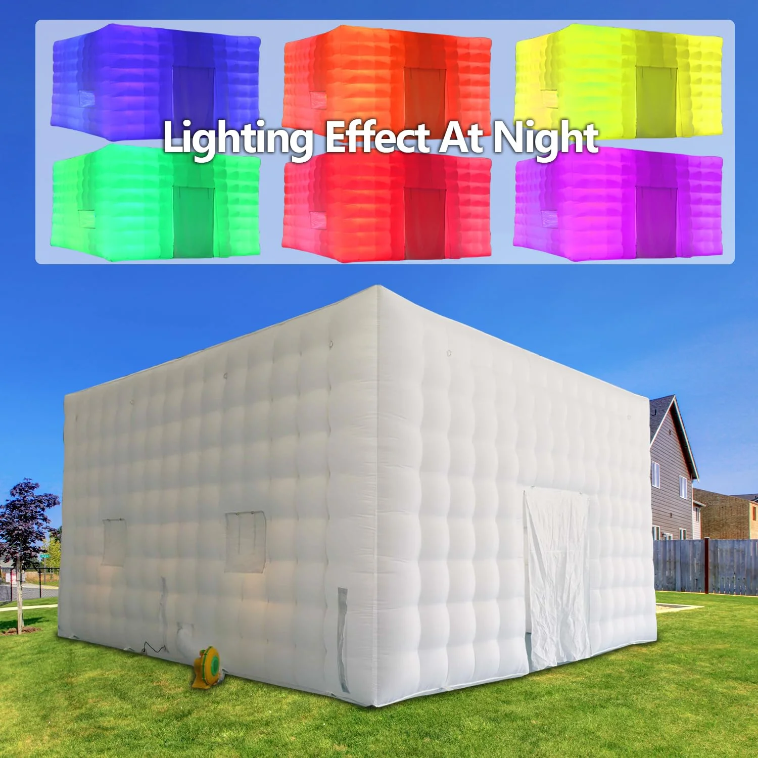 

20/26FT LED Inflatable Night Club Tent Large White Air Cube Tent House with Blower Inflatable Night Club for Party Exhibition