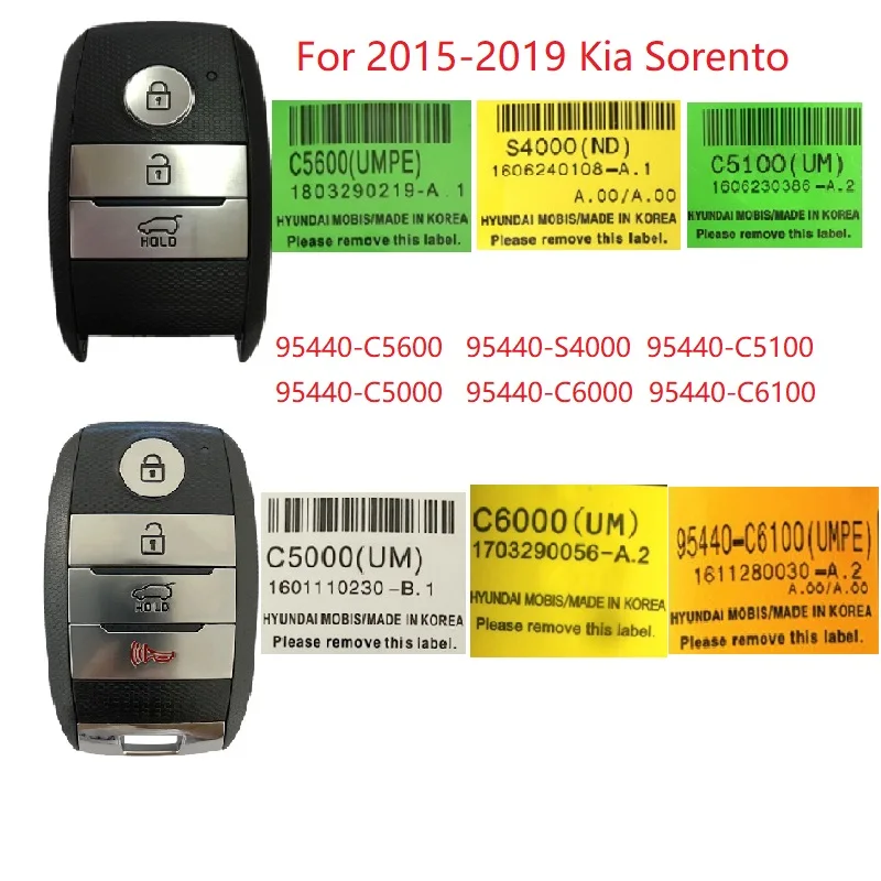 Smart Car Key FOB PN 95440-C5600 95440-S4000 95440-C5100 95440-C5000 95440-C6000 95440-C6100 For 2015-2019 Kia Sorento 433mhz