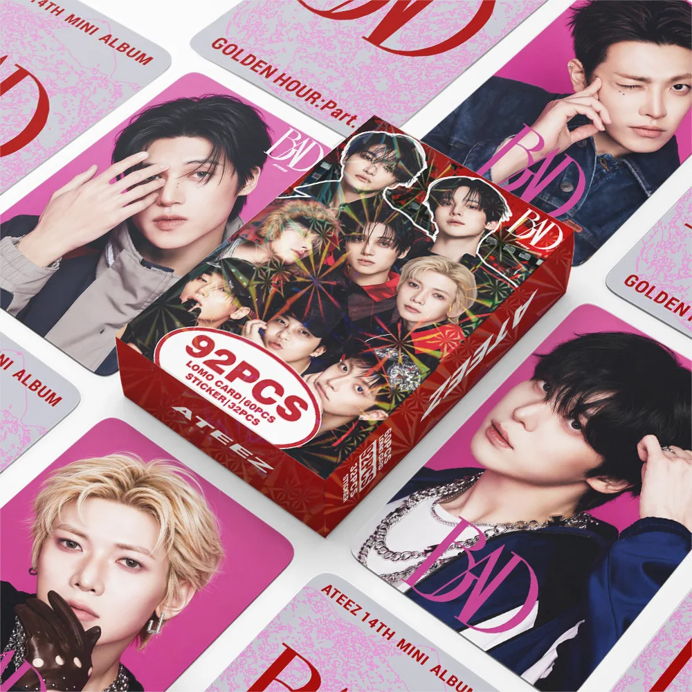 92Pcs/Set ATEEZ New Album GOLDEN HOUR Part.5 Single Song BAD Lomo Cards Sticker Seonghwa Yeosang Yunho Mingi San Jongho Wooyoung