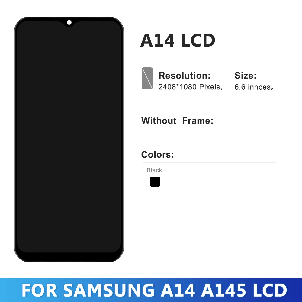 Tested 6.6\'\' For Samsung A14 4G LCD Display Touch Screen Digitizer For Samsung A14 LTE A145F A145M A145P LCD With Frame