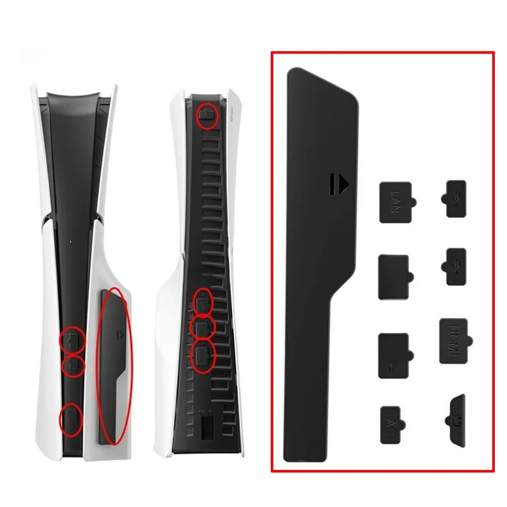 Bouchon anti-poussière pour Console de jeu PS5 Slim, couvercle de protection en Silicone, prise anti-poussière pour accessoires PS5 Slim, 9 pièces/ensemble