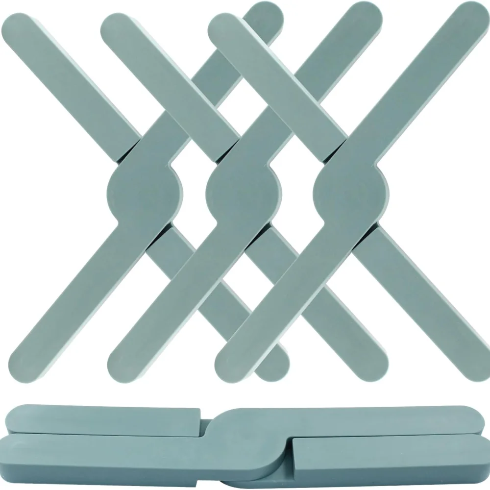 3 Pack Heat-Resistant Foldable Silicone Trivets,Folding Trivet for Hot Pots and Pans,Non-Slip,Space-Saving,Easy to Clean