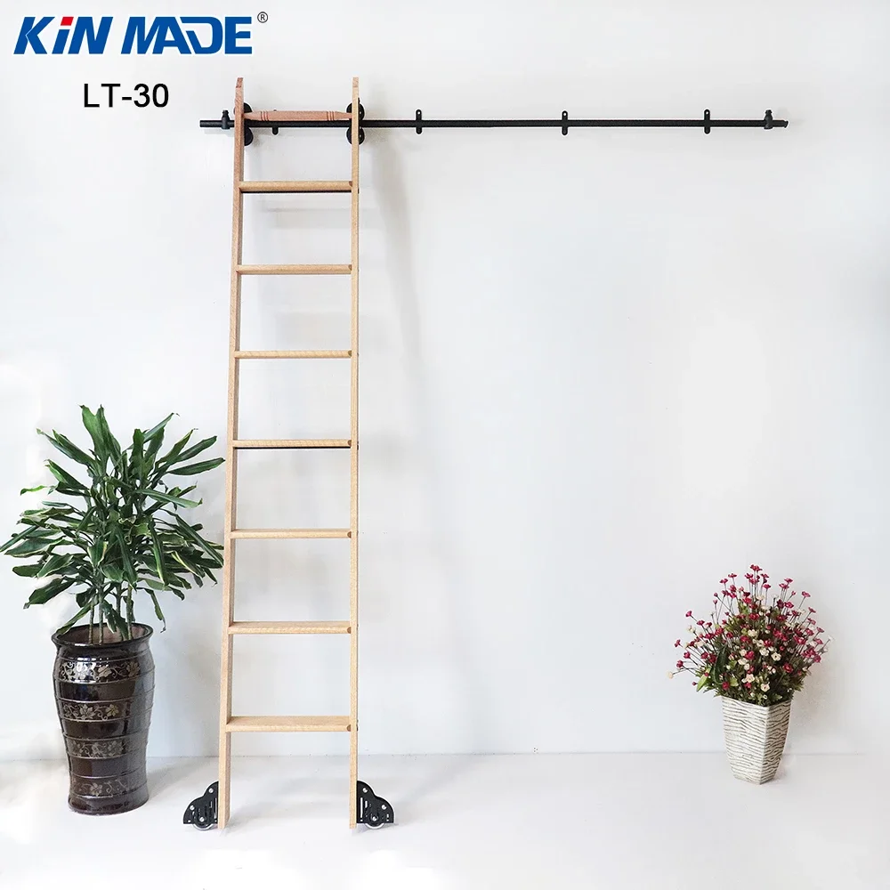 Kinmade 3.3ft  6.6ft Rustic Black Round Tube Sliding Barn Library Ladder Track Kit (VAT NOT INCLUDED)