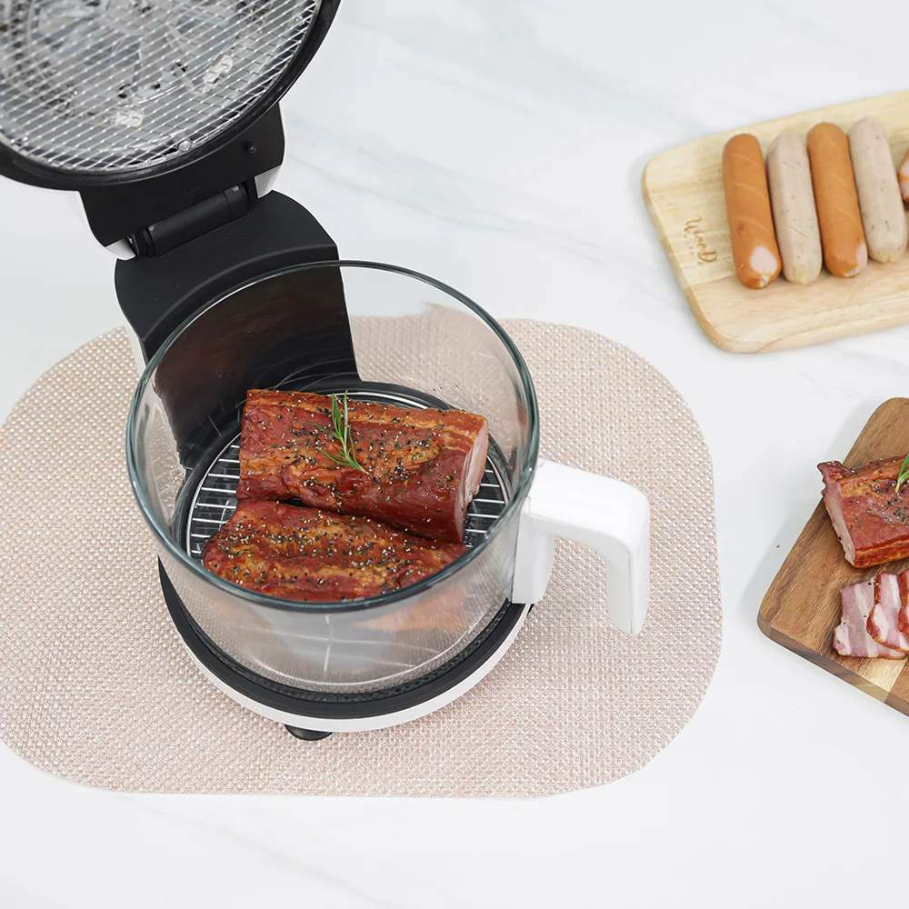 مقالي هواء فنية للمطبخ ، سلة زجاجية ، غسيل منفصل ، أبيض ، 3.5 لتر