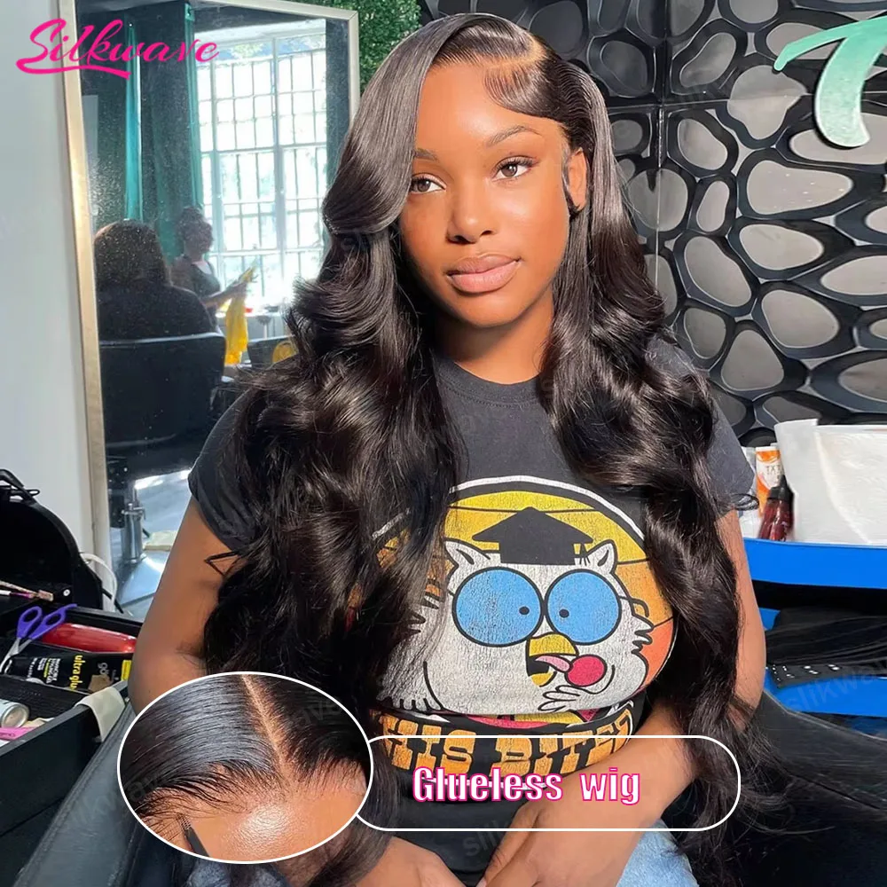 

40-дюймовый парик без клея из натуральных человеческих волос, волнистый, с HD-кружевом 13x6, готовый к ношению, с кружевной застежкой 4x4 5x5, натуральный черный, бразильский