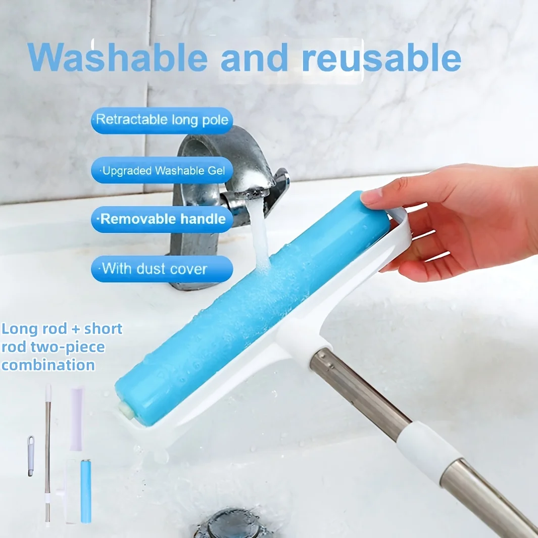 Washable Pet Hair Remover Roller with Extendable Long Handle Reusable Cat Dog Cleaner for Carpet Clothes Sofa Cleaning Accessory